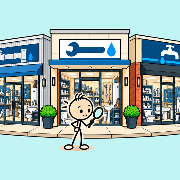 A person comparing three shops that look the same